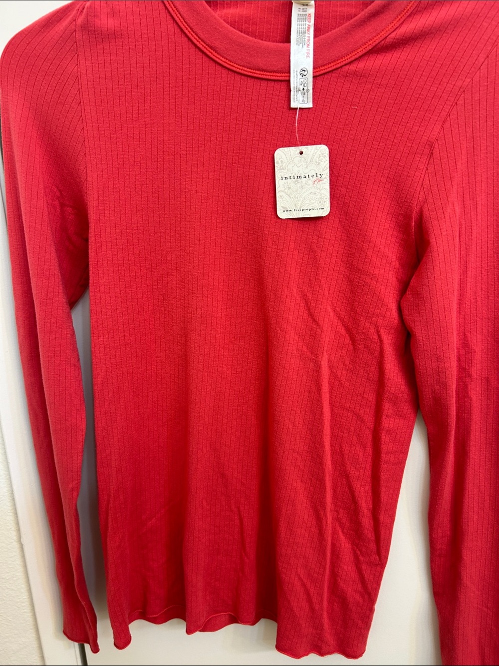 by Free People women’s Red Ribbed Long-Sleeve